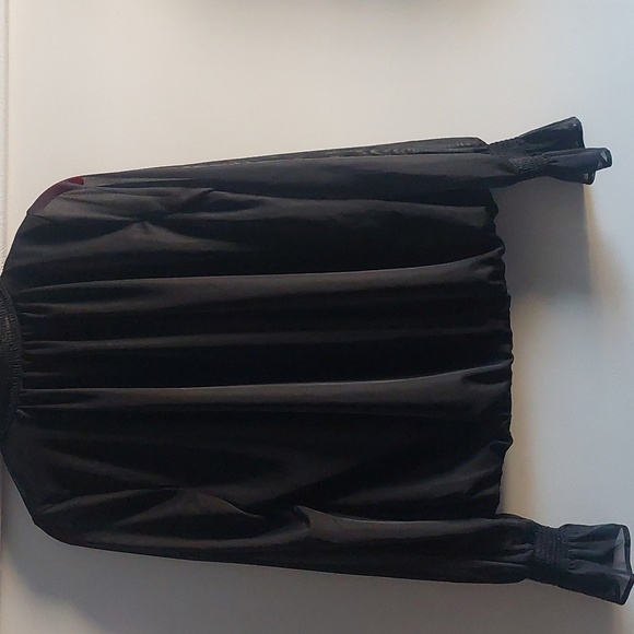 Express New Chiffon Ruffle Sleeve Blouse Black Medium - Picture 8 of 9